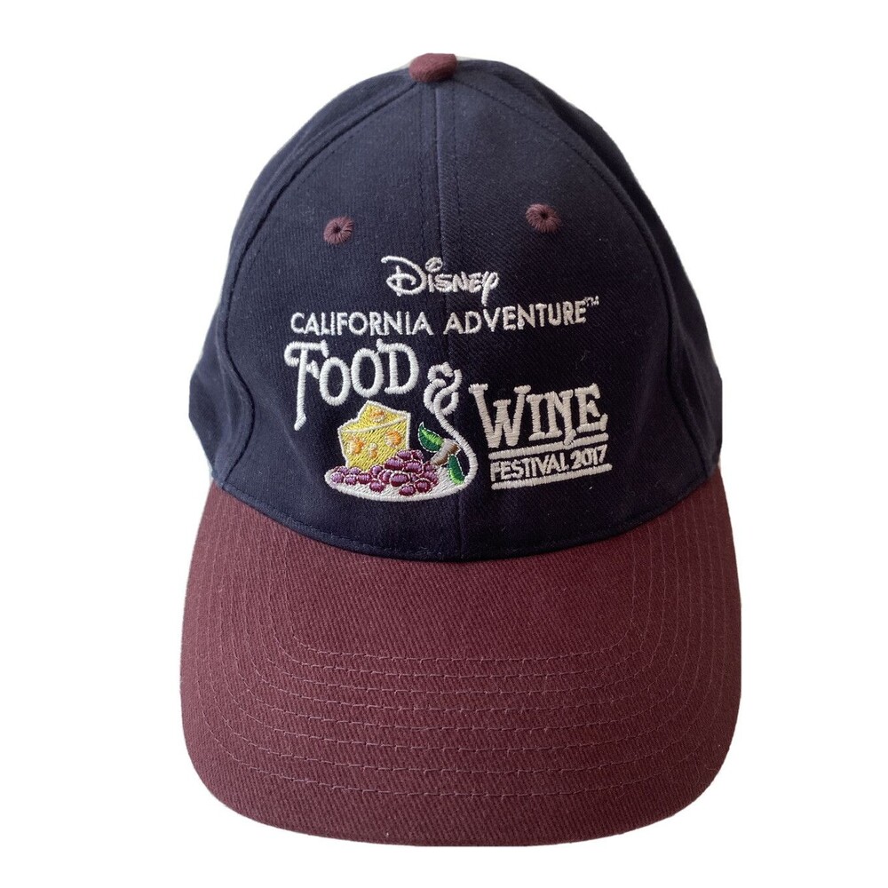 Disney CA Adventure Food & Wine Festival 2017 Hat Cap Burgundy Adjustable Strap